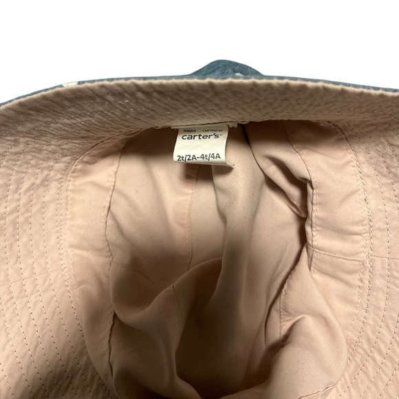 Adorable blue Bucket Hat with White Hearts - Picture 3 of 3